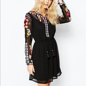 Boohoo Folk Embroidered Skater Dress